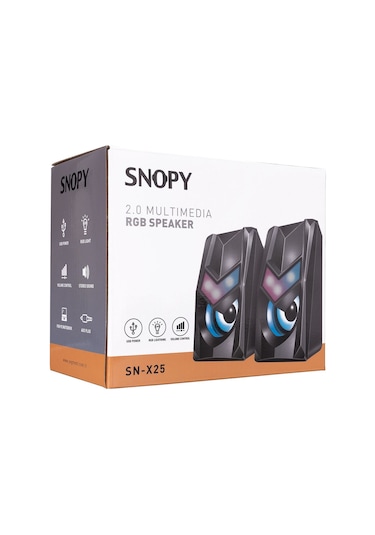 Snopy Sn-X25 Rgb Işıklı 3Wx2 Siyah Usb Speaker