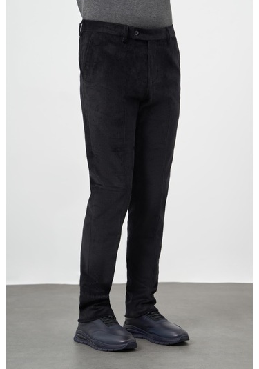 Siyah Fitilli Desen Kadife Pamuklu Yan Cep Comfort Fit Classic Pantolon 1003245160 Siyah
