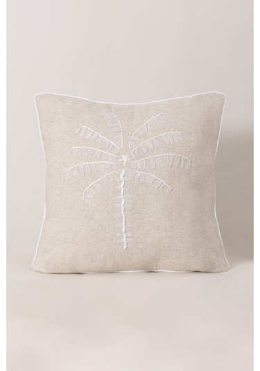 Koza Home Pure Krem Beyaz Püsküllü Dekoratif Boncuk Elyaf İç Dolgulu Kırlent Krem Beyaz