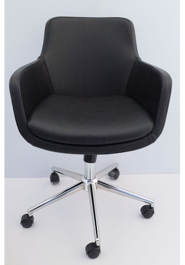 Bulut Rahat Siyah Deri Ofis Sandalyesi