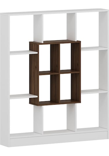 Mars Kitaplık - Parlak Beyaz / Ceviz