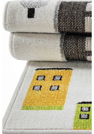 Konfor Halı 3 Boyutlu Beyaz Trafik Arabalı Dokuma Çocuk Oyun Halısı