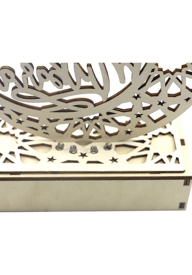 Springsun Ahşap Ay Şekilli Led Işıklı Ramazan Dekorasyonu - Ev Süsleme Ve Gece Lambası