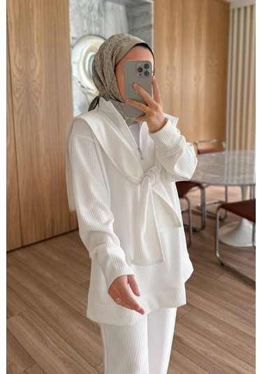 Omuz Atkılı 3'lü Takım - Beyaz Beyaz