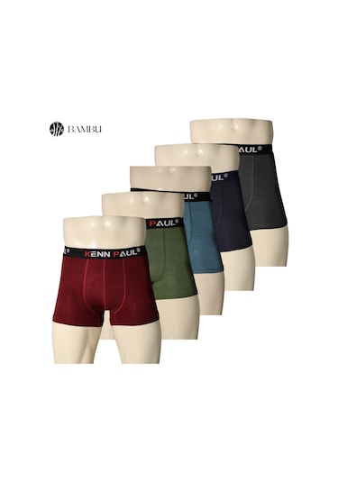 Kennpaul 5'li Renkli Bambu Kumaş Erkek Boxer Çok Renkli