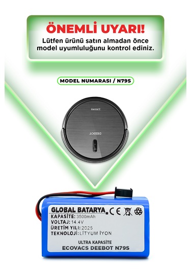 Ecovacs Deebot N79s Batarya 3500mah Ultra Kapasite