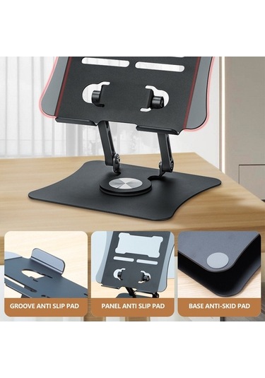 Ebitda Alüminyum Dizüstü Bilgisayar Braketi, Katlanabilir, 360 Derece Dönenebilen, Isı Dağılımlı, Gri