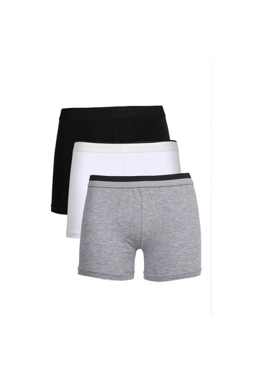 Giyim Erkek Penye 3'lü Boxer Siyah-beyaz-gri Çok Renkli