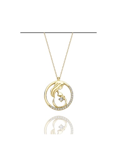 MaGold Yenidoğan Bebek Hamile Anne 14 Ayar Altın Kolye Altın