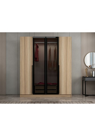 Kale Plus 4 Kapaklı 2ç Dolap Dore Plus Dore Füme Cam 190cm Ceviz