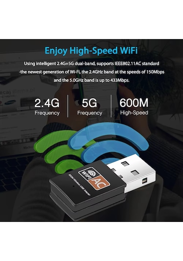 600 Mbps Usb Wifi Adaptörü Kablosuz İnternet Güçlendirici Tak Çalıştır Mini Dongle