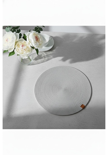 Amerikan Servis Runner 6 Lı Sunum Supla Çeyiz Takımı Örgü Tabak Altı Yanmaz Açık Gri