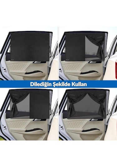 Glanz Araç Yan Cam Perdesi Mıknatıslı Oto Güneşlik 2 Adet