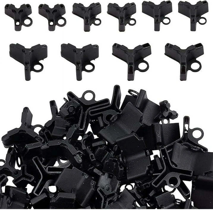 Xiyyadms 150 Adet Siyah Üçlu İğne Koruması - 1 2 3 4 5 Boyutları - Balık İğnesi Korumalı Aksesuar Seti