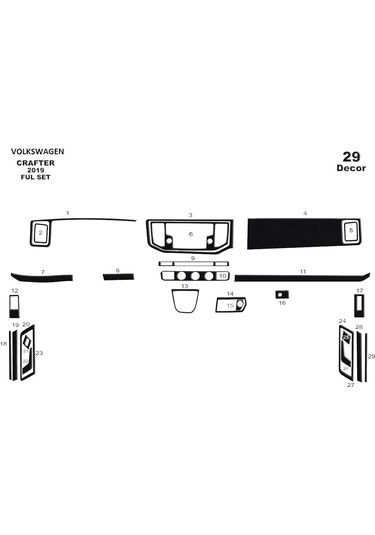 Volkswagen Crafter Piano Black Kaplama 2019 Sonrası 29 Parça-piano Black Piano Black
