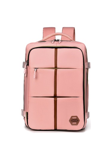 Globalpurchase Premium Sırt Çantası Dış Mekan Büyük Kapasiteli Seyahat Çantası Minimalist Öğrenci Okul Çantası - Pembe Pembe