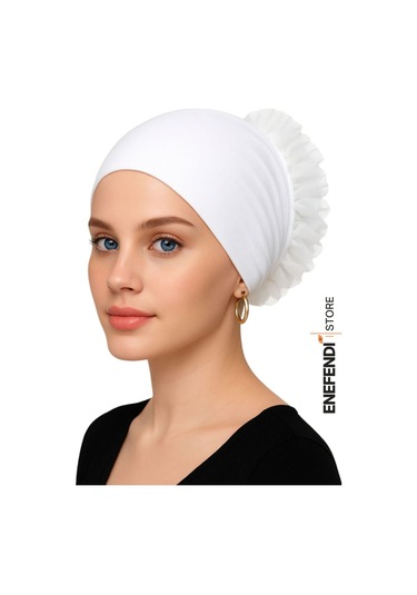 Silikonlu Fırfırlı Bone Kaymayan Topuz Bonesi Dikişsiz Beyaz Konforlu Şık Pratik Bone Siyah