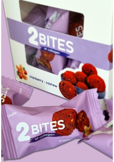 2bites Kaju ve Kızılcık Parçacıklı Kolajen Protein Topları 16 Gr 10 Adet