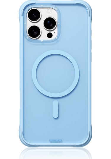 İphone 16 Pro Uyumlu Kılıf M-safe Şarj Özellikli Youngkit Macaroon Serisi Kapak Mavi