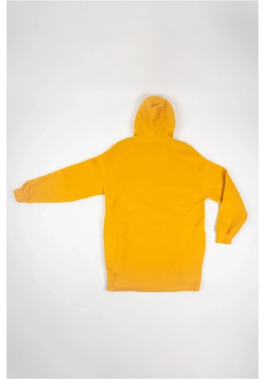 Kadın Sarı Yazılı Polar Sweatshirt Sarı