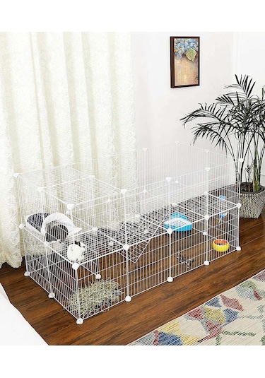 Hodbehod 36 Panel Beyaz Evcil Küçük Hayvan Kedi Köpek Kuş Evi Kafesi