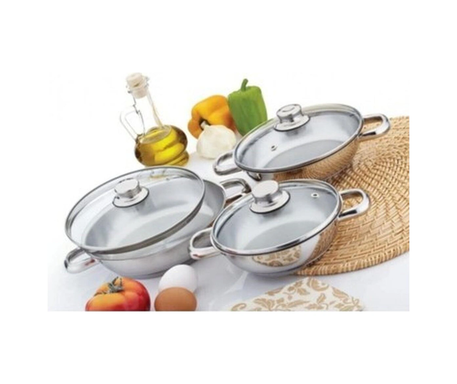 Teknotrust 6'lı Cam Kapaklı Omlet Sahan Seti, Şık Ve Dayanıklı Çelik Malzeme İle Bakır - Siyah