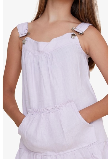 Escabel Kız Çocuk Jile Elbise Cepli Askılı 5-9 Yaş, Lila Lila