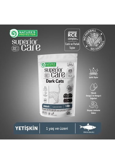Nature's Protection Sc Siyah Tüylü Kediler İçin Tahılsız Balıklı Kedi Maması 400 G