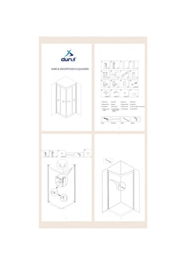 Durul Duşakabin Kare Beyaz Çizgi Ortası Buzlu 5mm H:190 Beyaz