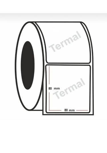 Boş Yapışkanlı Termal Barkod Etiket 80mm X 80mm