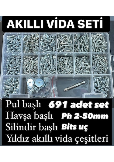 691 Parça Akıllı Vida Seti Pul Ph 2 Yıldız Uç