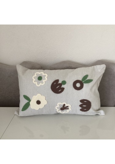 Punch İşlemeli Çiçek Desenli Dekoratif Kırlent Kılıfı Takım Karışık/Çok Renkli