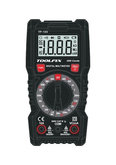 Toolfix Tf 133 Dijital Işıklı Multimetre (avometre)