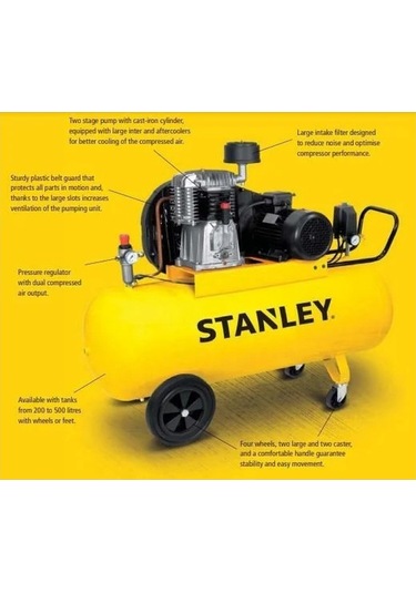 Stanley BA651 5.5 Hp Trifaze Hava Kompresörü 3t 270 L