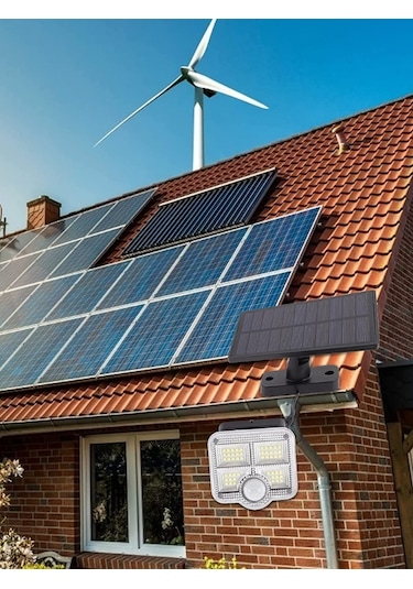 Solar Güneş Enerjili 122 Ledli Kumandalı Hareket Sensörlü Aydınlatma Sokak Lambası