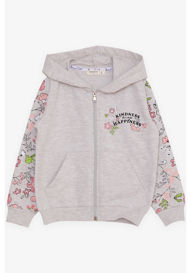 Breeze Kız Çocuk Hırka Çiçek Baskılı 1-4 Yaş, Bej Melanj