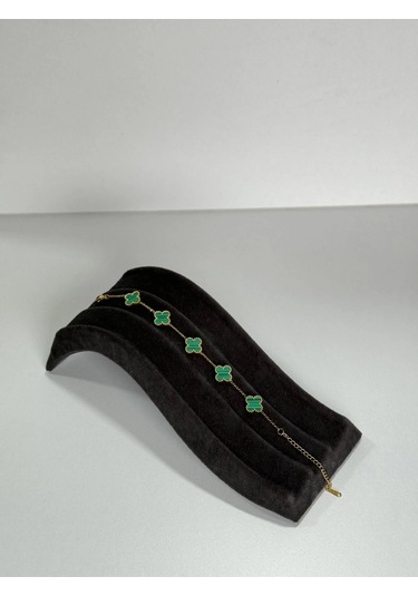 T-blk-01 Gold İçi Yeşil Gonca Bileklik Yeşil