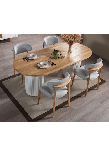 Polo Teddy Natural Ahşap Bohem Sandalye Natural - Antrasit