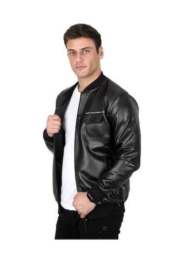 Deepsea Erkek Siyah Suni Deri Kolej Mont 23020660 Siyah