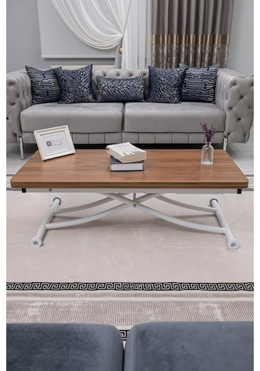 Juppo Üst Tabla Mdf Ceviz Oval Köşe Alt Beyaz İçe K