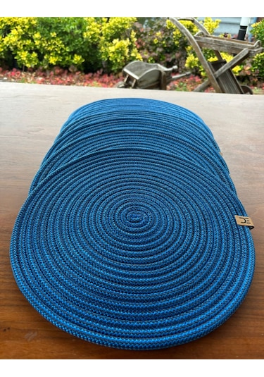 6 Lı Yuvarlak Supla Takımı Kolay Temizlenebilir, Modern Sofralar İçin Petrol Mavisi