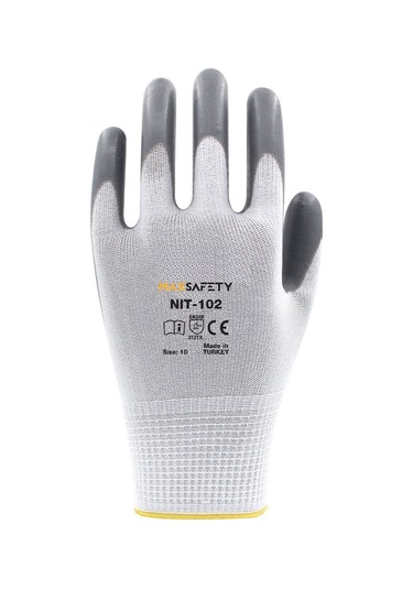 Nitril Kaplı Eldiven Gri - Beyaz No: 8 - 9 - 10 Rm Nıt-102-10
