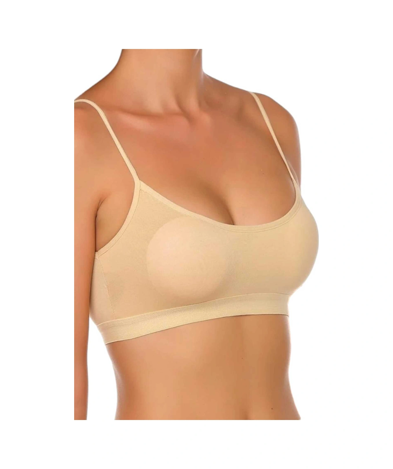Tezzgelsin Kadın İnce Askılı Pedli Büstiyer Yarım Atlet Sütyen 3'lü Set Ten Rengi