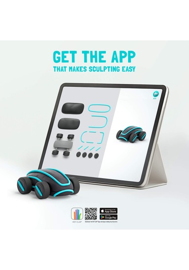 Hey Clay Hava İle Kuruyan Kil 2'li Kutu - Mavi Siber Araba renkli