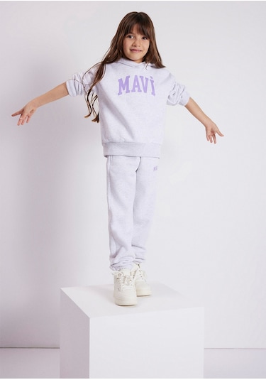 Mavi - Mavi Logo Baskılı Kapüşonlu Gri Sweatshirt 7610035-85438 Gri