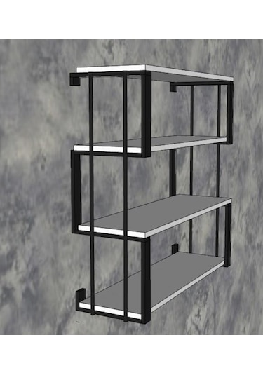 Rafburada Rafburada® 4 Raflı Dekoratif Ahşap Kitaplık.