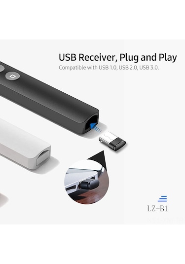 Ximistore9 2.4ghz Kablosuz Sunum Klikeri, Şarj Edilebilir, Kırmızı Işık İşaretçili, Usb Ppt Çevirme Kalemi