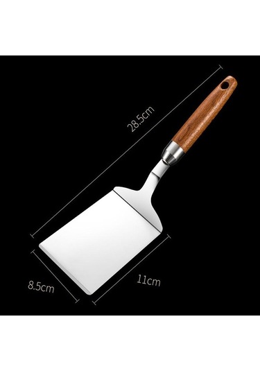 Ahşap Saplı Paslanmaz Çelik Barbekü Plaka Izgara Kazıyıcı Gözleme Spatula
