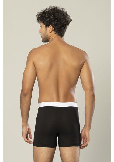 Erdem Siyah Pamuk Elastan Uzun Boxer 1417 Siyah