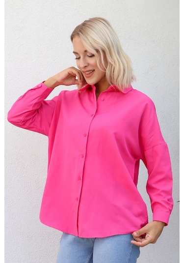 Nurneva Basic Model Gömlek Fuşya-fuşya Fuşya